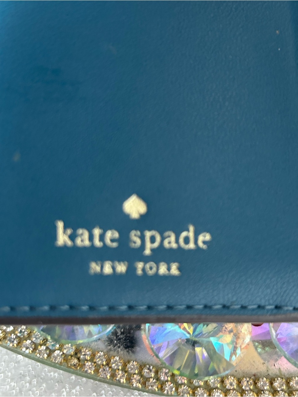 kate spade Teal Saffiano Leather Zip Wallet w/Gold Logo Approx. 6.5 x 3.5 - Picture 5 of 8